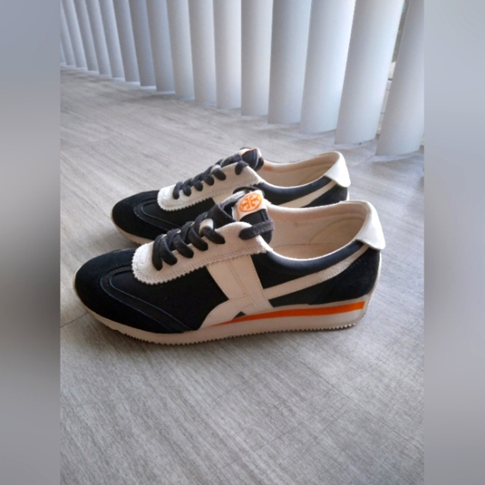 Tory Burch  size 8 black & tan suede sneakers